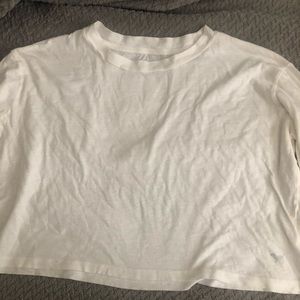 White PINK cropped long sleeve top